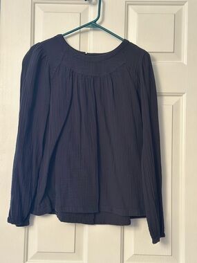 GAP Navy Long-Sleeve Peasant Top